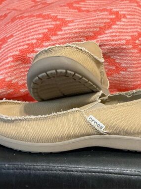Crocs Mens Beige Canvas Slip-On Shoe